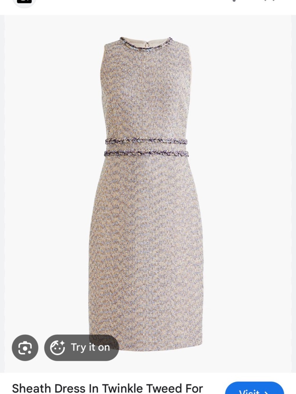 J. Crew Twinkle Tweed Sleeveless Sheath Dress in Lavender Blend
